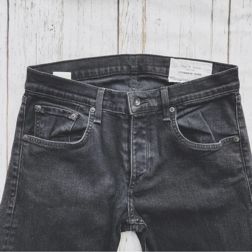Rag & Bone Men’s Standard Issue Fit Extra Slim Black Skinny Jeans Size 32 - Picture 4 of 7